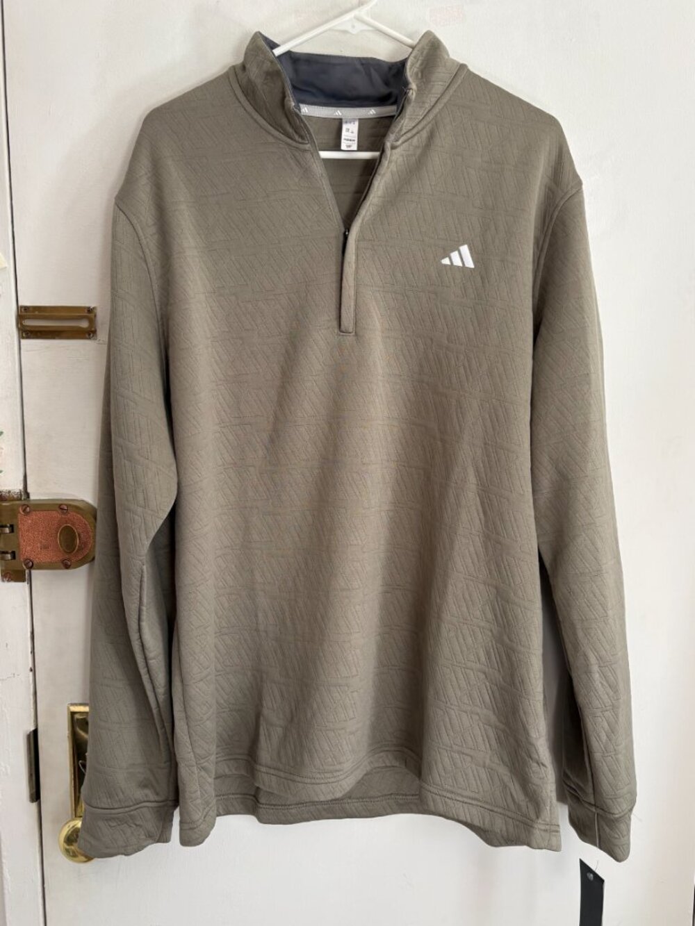 Adidas Quarter Zip Pullover XL Beige Textured Golf Performance Top New with tags